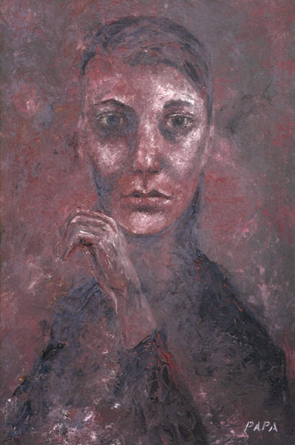 Theresa in Red; 1965 / Painting by Ralph Papa